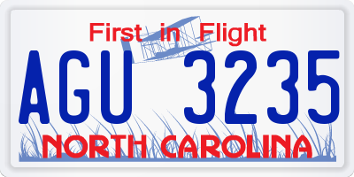 NC license plate AGU3235