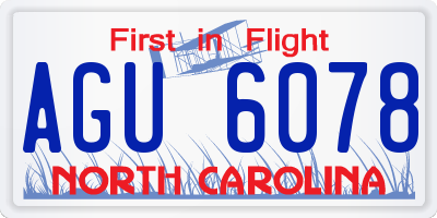 NC license plate AGU6078