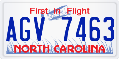 NC license plate AGV7463
