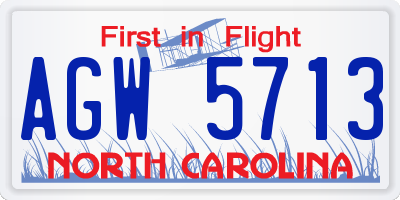NC license plate AGW5713