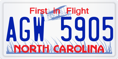 NC license plate AGW5905