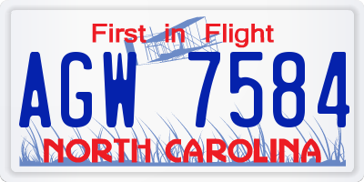 NC license plate AGW7584