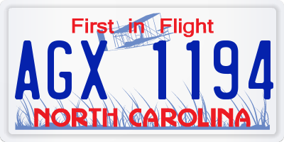 NC license plate AGX1194