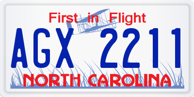 NC license plate AGX2211