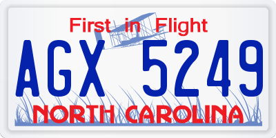 NC license plate AGX5249