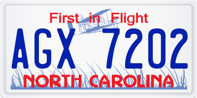 NC license plate AGX7202