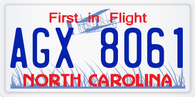 NC license plate AGX8061