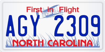 NC license plate AGY2309