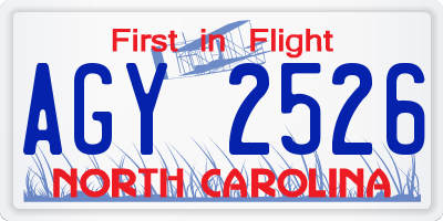 NC license plate AGY2526