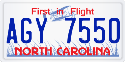 NC license plate AGY7550