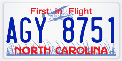 NC license plate AGY8751