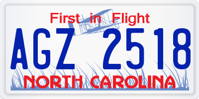 NC license plate AGZ2518