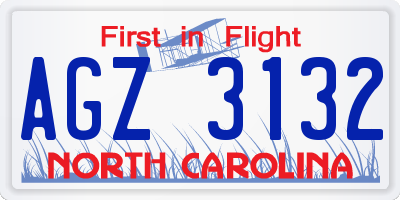 NC license plate AGZ3132