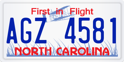 NC license plate AGZ4581