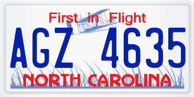 NC license plate AGZ4635