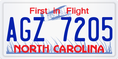 NC license plate AGZ7205
