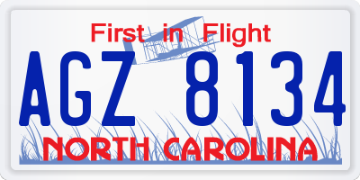 NC license plate AGZ8134