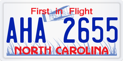 NC license plate AHA2655