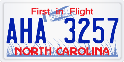 NC license plate AHA3257