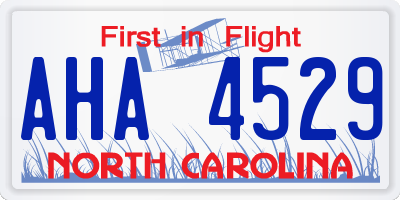 NC license plate AHA4529