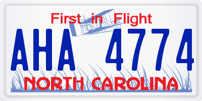 NC license plate AHA4774