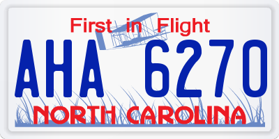 NC license plate AHA6270