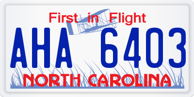 NC license plate AHA6403