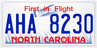 NC license plate AHA8230