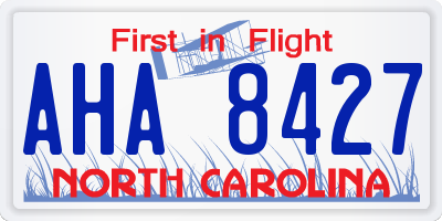 NC license plate AHA8427