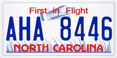 NC license plate AHA8446