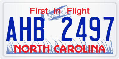 NC license plate AHB2497