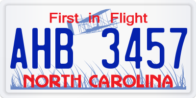 NC license plate AHB3457