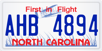 NC license plate AHB4894