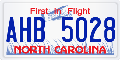 NC license plate AHB5028