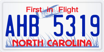 NC license plate AHB5319
