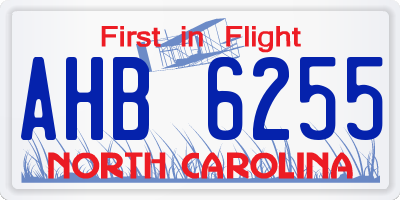 NC license plate AHB6255