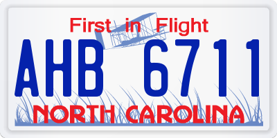 NC license plate AHB6711