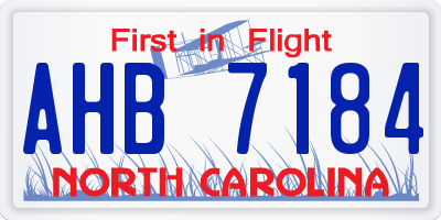NC license plate AHB7184