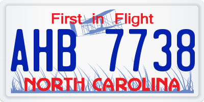 NC license plate AHB7738