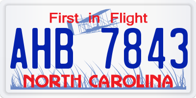 NC license plate AHB7843
