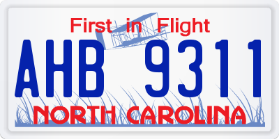 NC license plate AHB9311