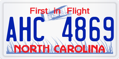 NC license plate AHC4869