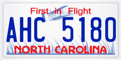 NC license plate AHC5180
