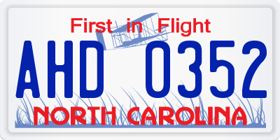 NC license plate AHD0352