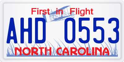 NC license plate AHD0553