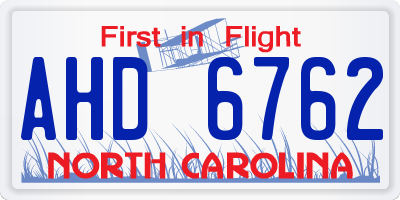 NC license plate AHD6762