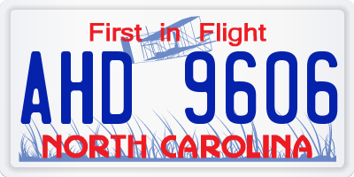 NC license plate AHD9606