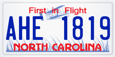 NC license plate AHE1819