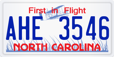 NC license plate AHE3546