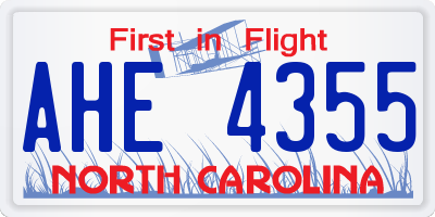 NC license plate AHE4355